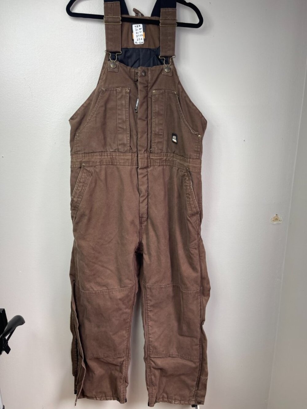 Berne Insulated Bib Overalls Brown Duck Canvas L Short Work Workwear
